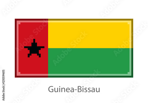 Vector illustration of the Guinea-Bissau flag in pixel art or mosaic style on white background. Collection of flags of the countries of the world. 