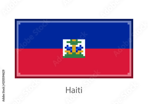 Vector illustration of the Haiti flag in pixel art or mosaic style on white background. Collection of flags of the countries of the world.  
