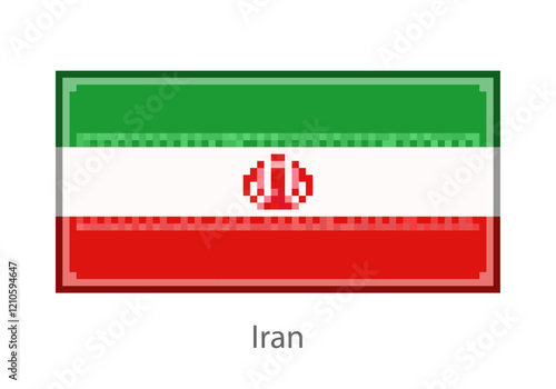 Vector illustration of the Iran flag in pixel art or mosaic style on white background. Collection of flags of the countries of the world.  