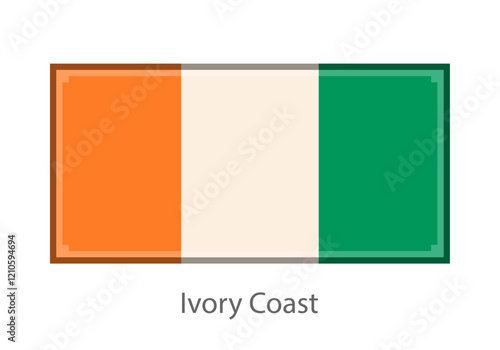 Vector illustration of the Ivory Coast flag in pixel art or mosaic style on white background. Collection of flags of the countries of the world.  