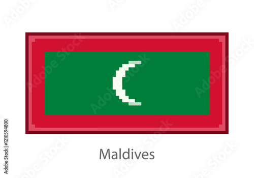 Vector illustration of the Maldives flag in pixel art or mosaic style on white background. Collection of flags of the countries of the world.  