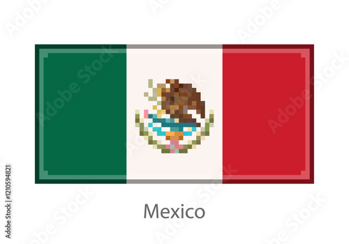 Vector illustration of the Mexico flag in pixel art or mosaic style on white background. Collection of flags of the countries of the world.  