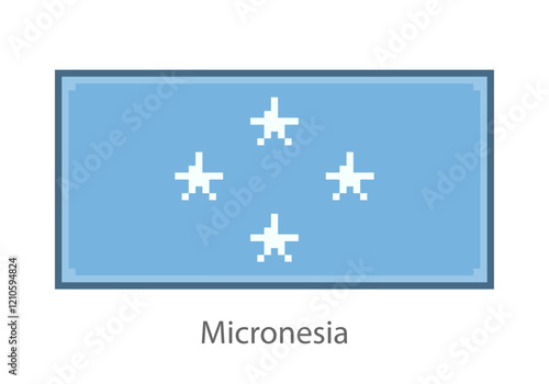 Vector illustration of the Micronesia flag in pixel art or mosaic style on white background. Collection of flags of the countries of the world.  