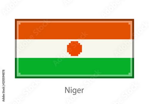 Vector illustration of the Niger flag in pixel art or mosaic style on white background. Collection of flags of the countries of the world. 