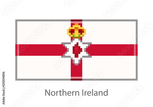Vector illustration of the Northern Ireland flag in pixel art or mosaic style on white background. Collection of flags of the countries of the world. 