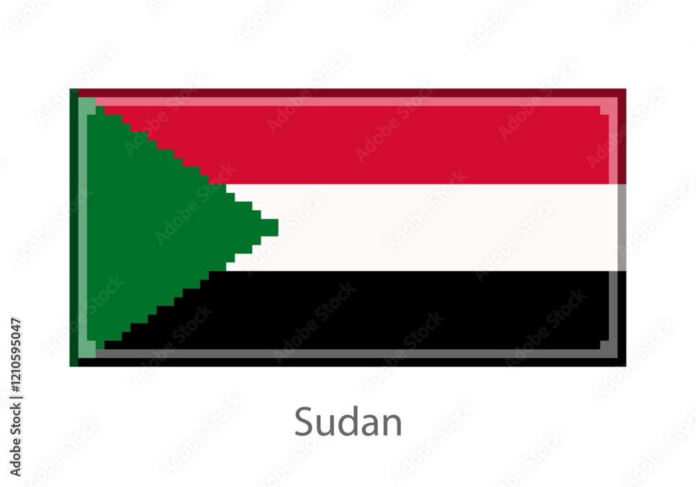 Vector illustration of the Sudan flag in pixel art or mosaic style on white background. Collection of flags of the countries of the world. Vector illustration of the Sudan flag in pixel art or mosaic style on white background. Collection of flags of the countries of the world.