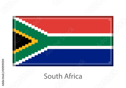 Vector illustration of the South Africa flag in pixel art or mosaic style on white background. Collection of flags of the countries of the world. 