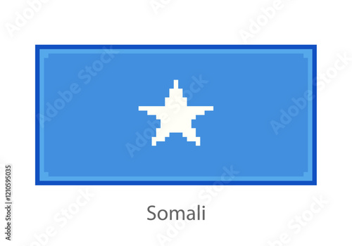 Vector illustration of the Somali flag in pixel art or mosaic style on white background. Collection of flags of the countries of the world. 