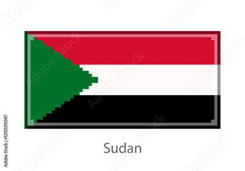 Vector illustration of the  Sudan flag in pixel art or mosaic style on white background. Collection of flags of the countries of the world.