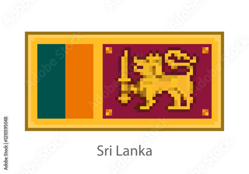 Vector illustration of the Sri Lanka flag in pixel art or mosaic style on white background. Collection of flags of the countries of the world. 