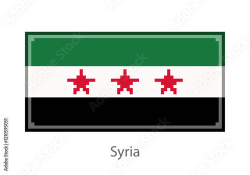 Vector illustration of the Syria flag in pixel art or mosaic style on white background. Collection of flags of the countries of the world. 