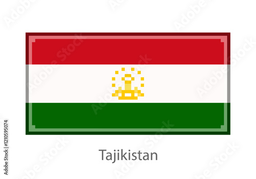 Vector illustration of the Tajikistan flag in pixel art or mosaic style on white background. Collection of flags of the countries of the world. 