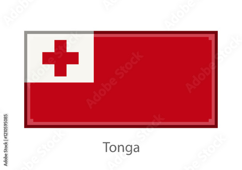 Vector illustration of the Tonga flag in pixel art or mosaic style on white background. Collection of flags of the countries of the world. 