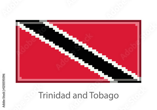 Vector illustration of the Trinidad and Tobago flag in pixel art or mosaic style on white background. Collection of flags of the countries of the world. 