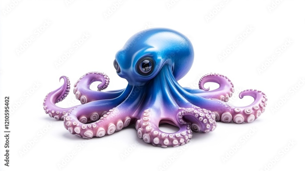 Fototapeta premium Cute Kraken creature in soft colors isolated on white. Generative AI