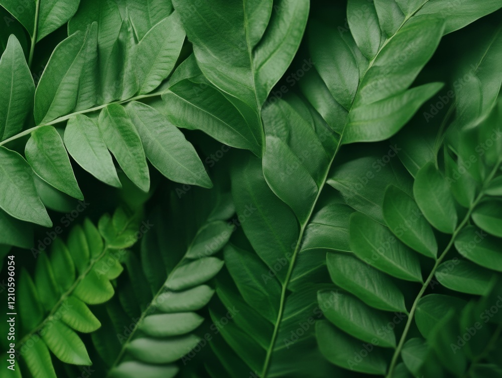 Naklejka premium Biophilic Design Inspiration Sunlit Green Foliage Textural Interplay for Eco-Friendly Architectural Visualization and Modern Wellness Branding