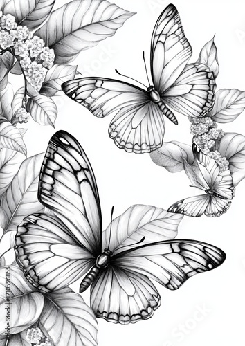 Wallpaper Mural Butterflies with flower Coloring Pages Torontodigital.ca