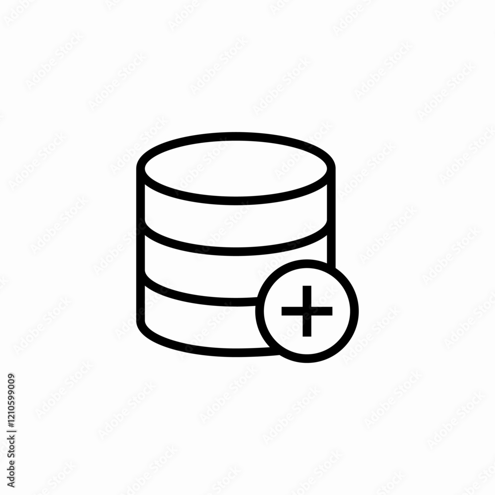 database addition icon sign vector database addition icon sign vector