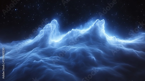 Wallpaper Mural Celestial Landscape of Glowing Blue Nebula and Stars Torontodigital.ca
