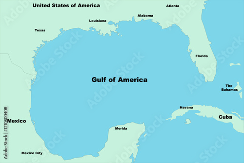 Basic map of the proposed rename of the Gulf of Mexico to the Gulf of America