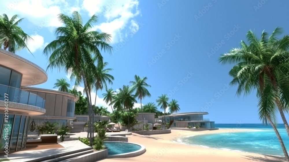 Fototapeta premium Luxury Villas on Tropical Beach