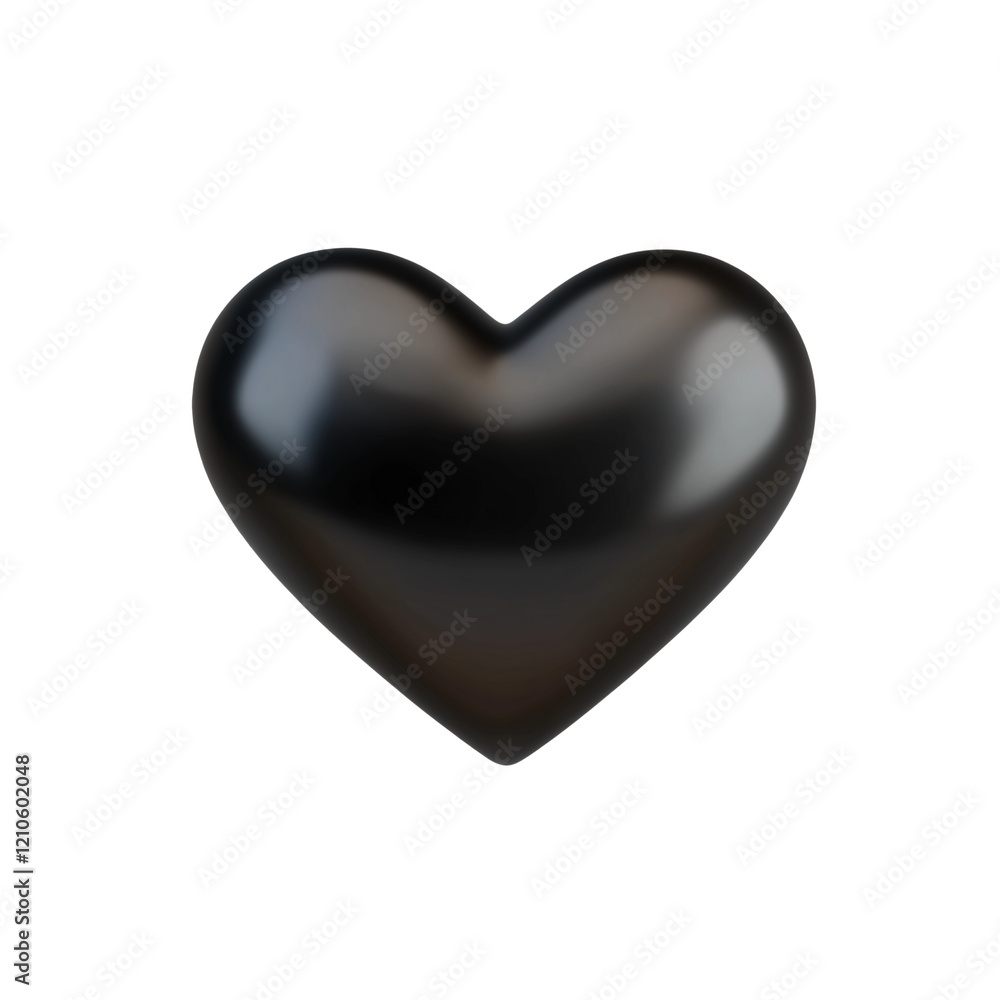 3D black heart isolated on transparent PNG. 3D black heart isolated on transparent PNG.