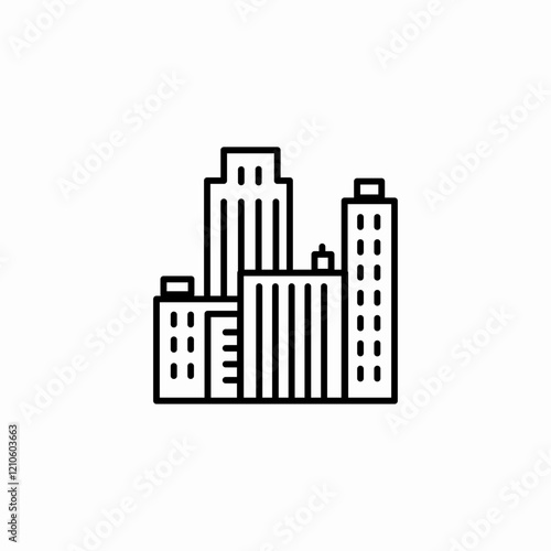 town buildings icon sign vector