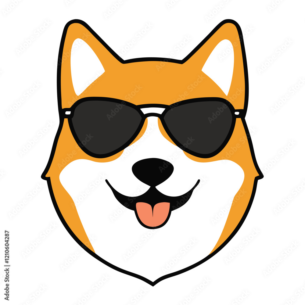 Funny shiba inu dog head vector art Funny shiba inu dog head vector art