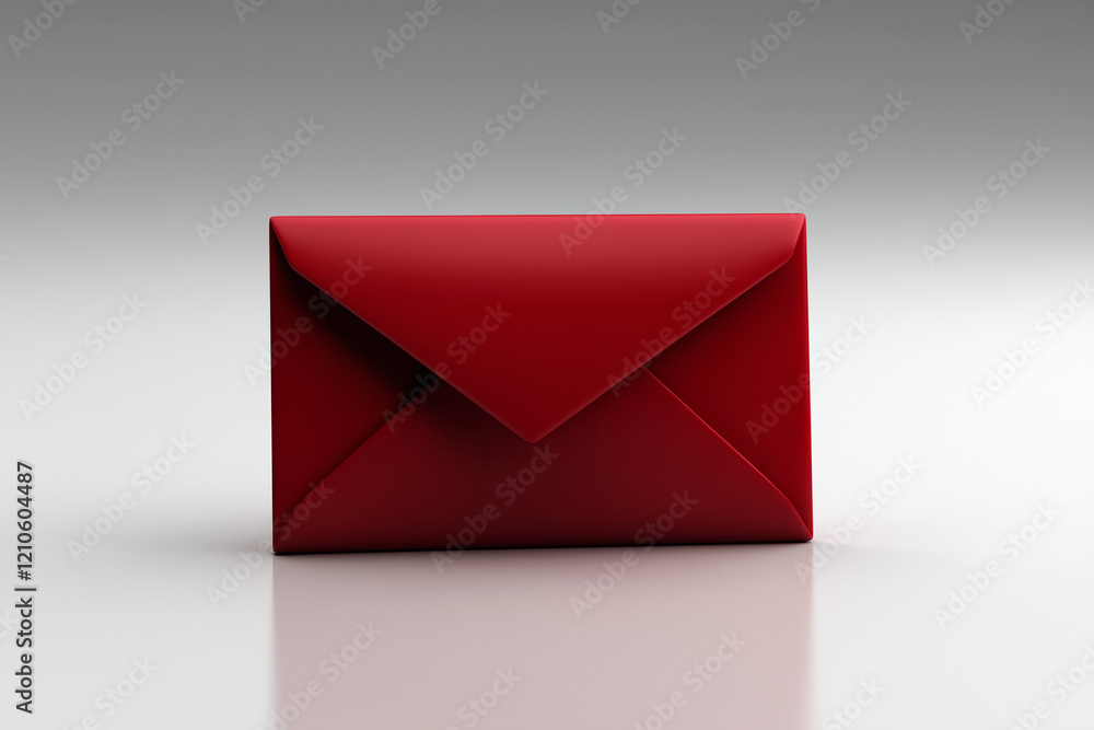 A good love letter. Red envelope against a smooth gray background A good love letter. Red envelope against a smooth gray background