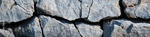 Fractured Grey and Blue Rock Formation