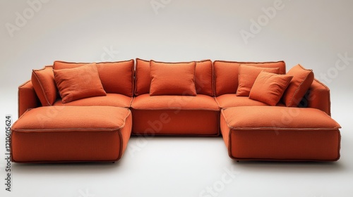 Modern orange tufted sectional couch designed for stylish living room interiors