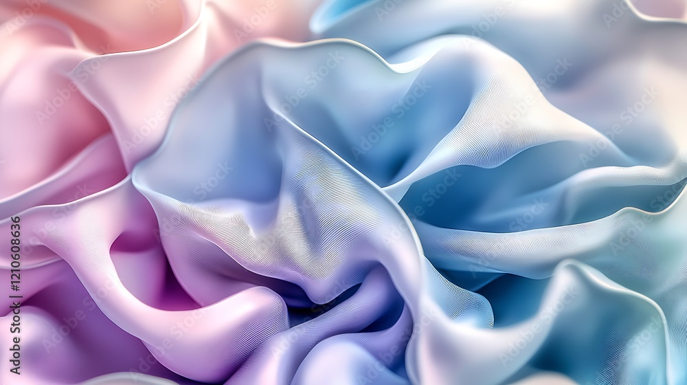 Obraz premium Pastel silk fabric texture, draped folds, soft light, abstract background, design resource