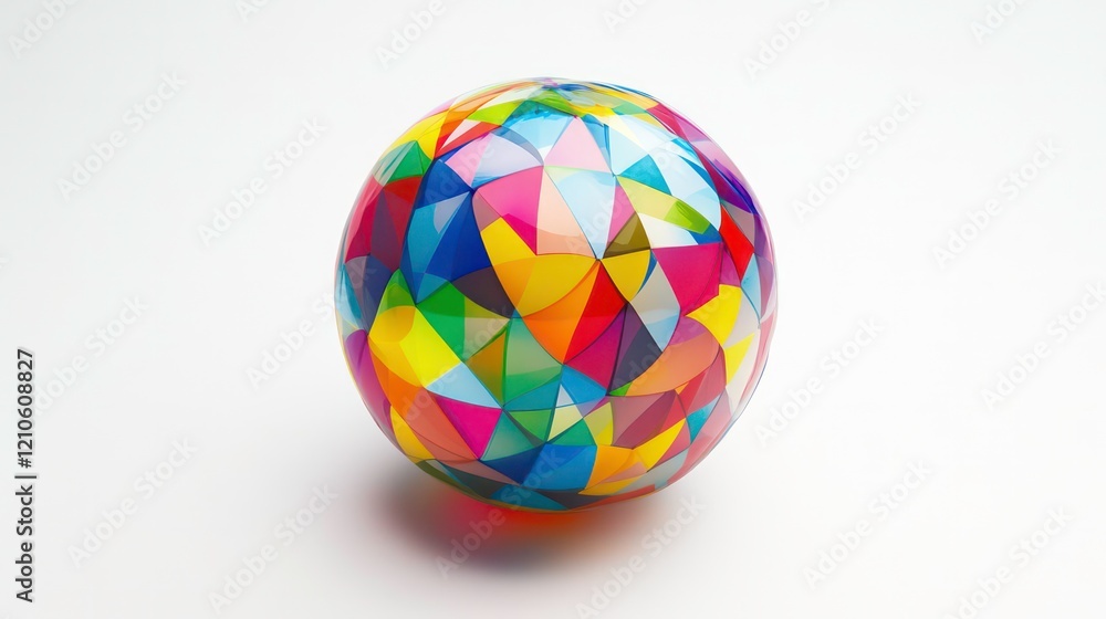 Colorful geometric sphere on white background. Colorful geometric sphere on white background.