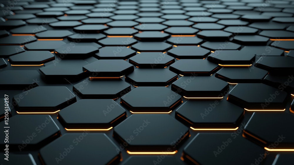 Obraz premium Hexagonal grid with glowing edges creating futuristic pattern