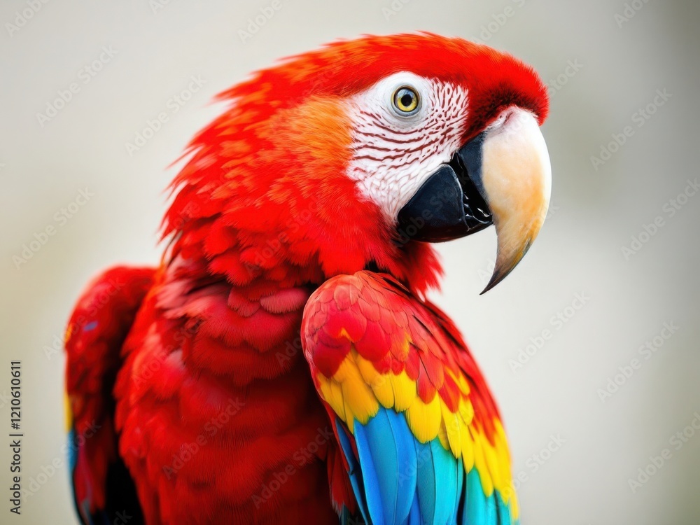 Fototapeta premium Vibrant Scarlet Macaw Parrot Close-Up
