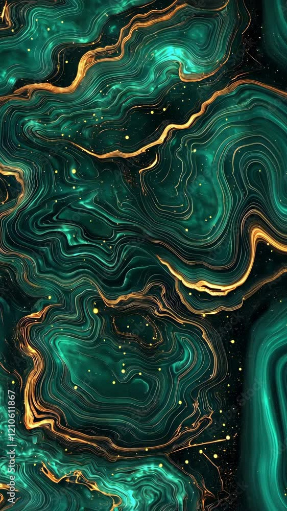 Swirling green and gold abstract design creates a mesmerizing visual experience for art lovers and enthusiasts Swirling green and gold abstract design creates a mesmerizing visual experience for art lovers and enthusiasts