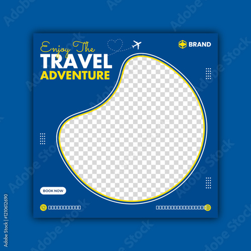 Editable template post for social media ads. Web banner ads for travel promotion.