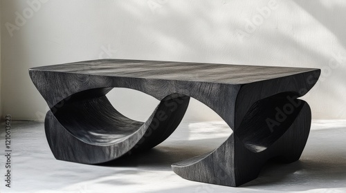 Unique sculptural coffee table designed with organic shapes in a modern inter...