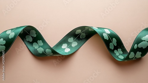 Green ribbons and clovers create a festive design for celebration events or d...
