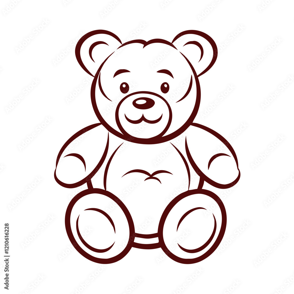 Teddy bear illustration, smiling, on a plain background Teddy bear illustration, smiling, on a plain background