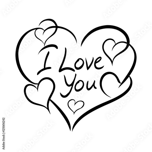 Heart illustration with "I Love You" in artistic design