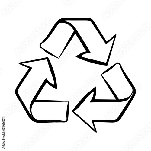 Recycling symbol in simple black and white design