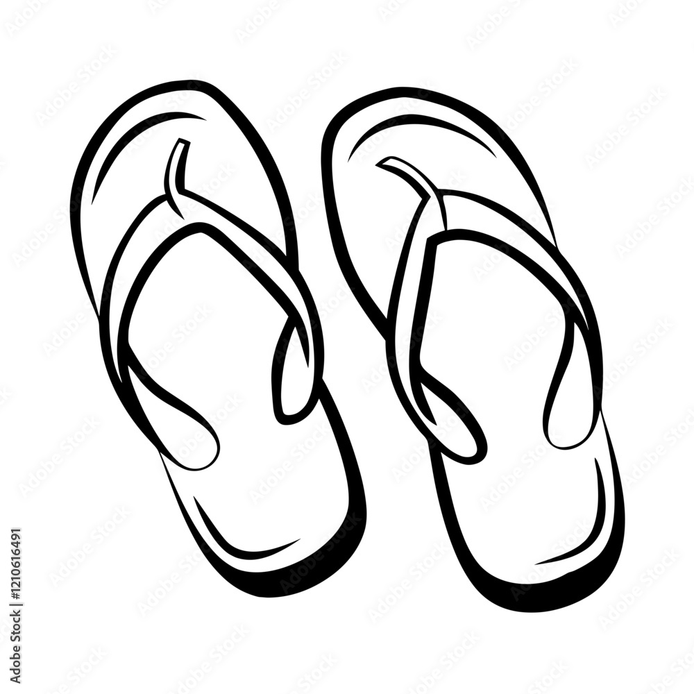 Flip flops illustration in black and white Flip flops illustration in black and white