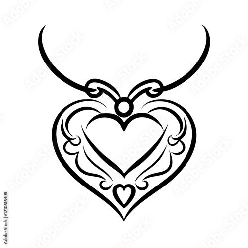 Heart-shaped pendant with intricate design