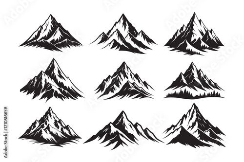 Mountain  silhouette Vector  Bundle illustration photo