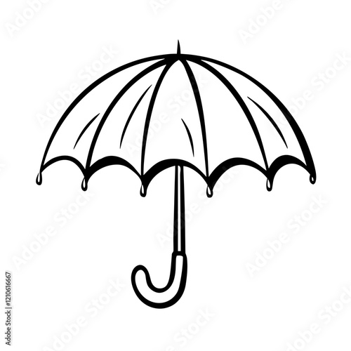 Black and white umbrella illustration on a simple background
