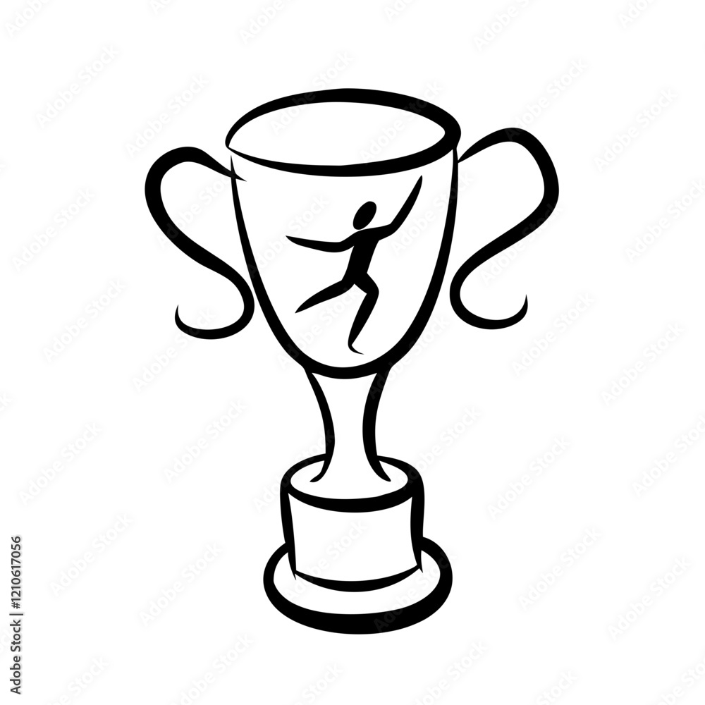 Trophy with running figure illustration Trophy with running figure illustration