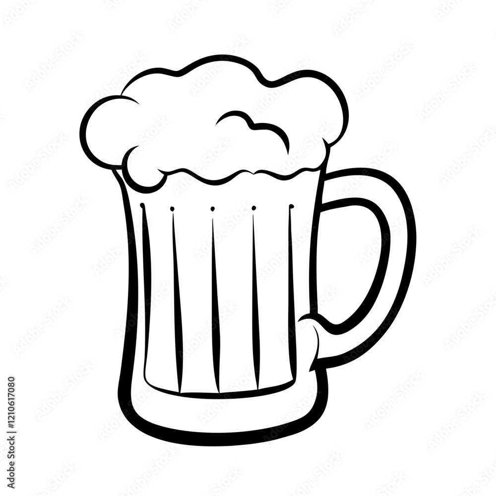 Beer mug with foam on white background Beer mug with foam on white background
