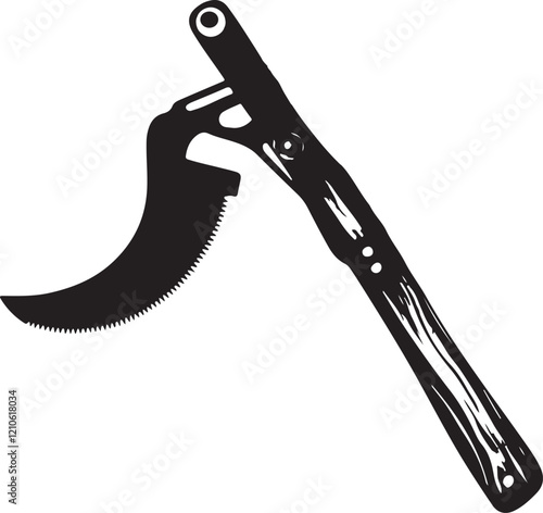 Pruning Saw Rustic Tool for Gardening, Silhouette vector art illustration