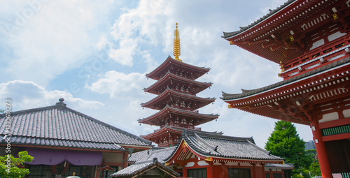 Five Storery Pagoda at Senso Ji Temple at Asakusa in Taito District, city of Tokyo, Japan.  photo